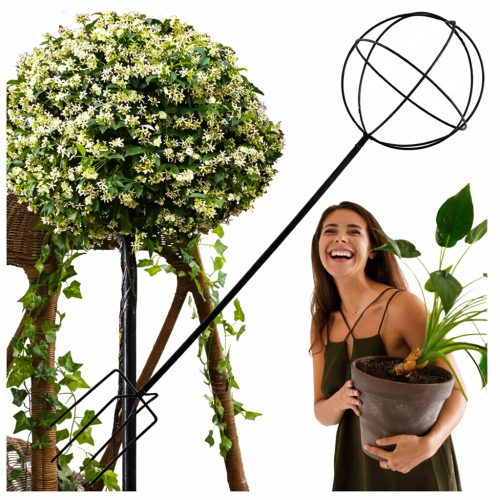 fém kerti pergola tartó futórózsáknak és virágoknak 50x10cm fekete