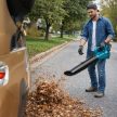 Lombfúvó erős akkumulátorral, kertbe levelek eltávolításához 2×3000 mAh 