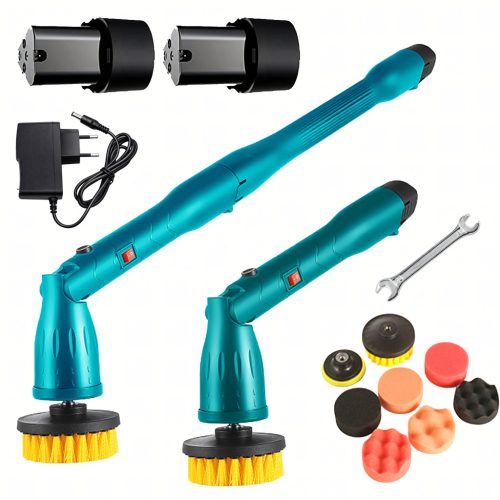 Elektromos forgó tisztítókefe padlóhoz, ablakokhoz, falakhoz újratölthető, 2 db 12v akkumulátorral, többfunkciós