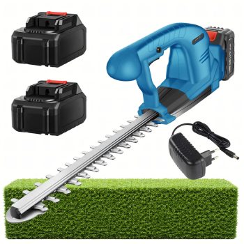   Akkus sövényvágó cserjék vágásához és metszéséhez, nagy teljesítményű 2 x 1500 mAh akkumulátorral