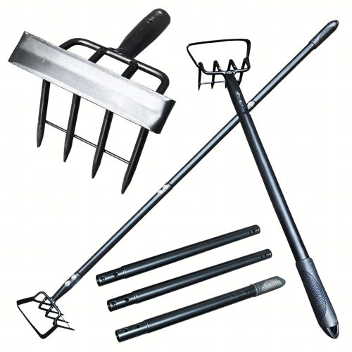 Kapa fémnyelű kerti gereblyével, 3 részes, karmos, 120 cm