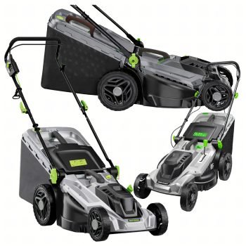   Elektromos fűnyíró, könnyű és erőteljes, nagy kosárral, 50 literes, 2400 W-os, 43 cm-es fűnyíráshoz