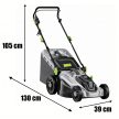 Elektromos fűnyíró, könnyű és erőteljes, nagy kosárral, 50 literes, 2400 W-os, 43 cm-es fűnyíráshoz