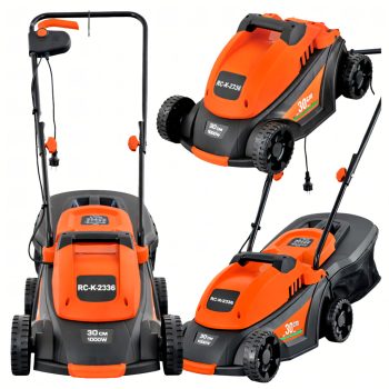   Elektromos fűnyíró, könnyű és erőteljes, nagy fűnyíráshoz, nagy kosárral, 35 literes, 1000 W-os