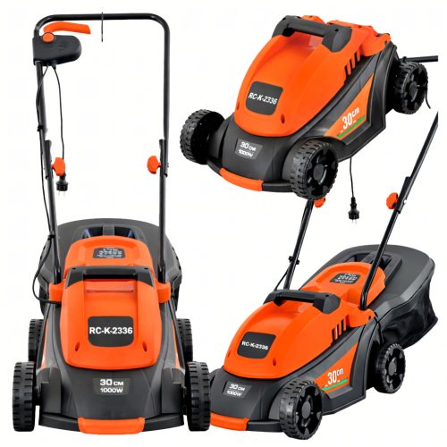 Elektromos fűnyíró, könnyű és erőteljes, nagy fűnyíráshoz, nagy kosárral, 35 literes, 1000 W-os