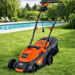 Elektromos fűnyíró, könnyű és erőteljes, nagy fűnyíráshoz, nagy kosárral, 35 literes, 1000 W-os