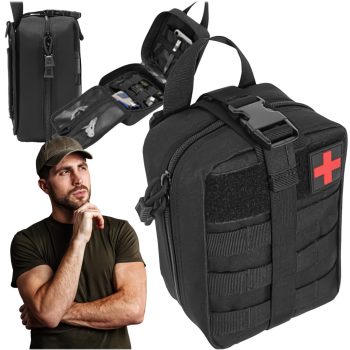    Katonai /Turista Elsősegélycsomag Túlélőfelszerelés, 20 × 15 × 11 cm - Fekete