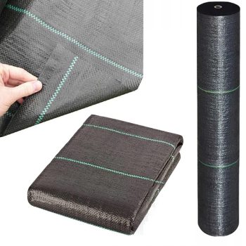   Geotextil, 1,6x100m, 70g/m², UV-álló, fekete - gyomirtó kertszőnyeg, PP talajtakaró növényvédelemhez