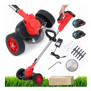   Akkus kerti fűszegélynyíró készlet XXL kerekekkel + 2 x 21 V-os akkumulátorral