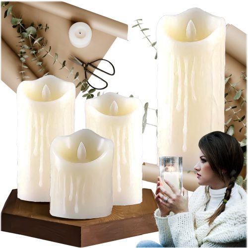 Lánghatású LED gyertya, 5x11 cm, elemes