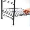 Nagy Kétszintes Fém Edényszárító állvány tálcával 50 × 35 × 25 cm -  Fekete 