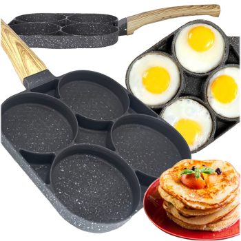   Tapadásmentes palacsinta és tojás sütő, 4db sütőlyuk , alkalmas gáz és indukciós felületre is