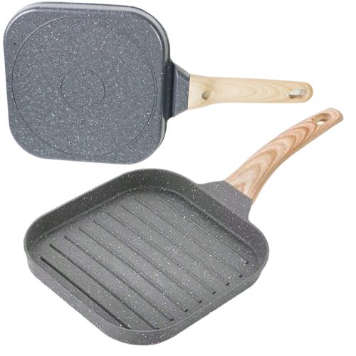 Tapadásmentes Grill serpenyő, gázhoz és indukcióhoz, 18,2 cm