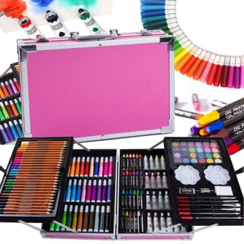   Festőkészlet gyerekeknek bőröndben, 145 darabos, rózsaszín