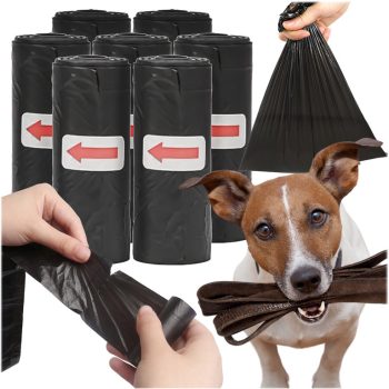   Kutyaürülék-zacskók fekete színű Műanyag zacskók, kutyaürülékhez Erős 8 tekercs 120 db