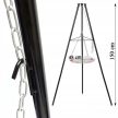 Összecsukható kerek háromlábú függő grillsütő, 150x50 cm, fekete