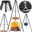 Összecsukható kerek háromlábú függő grillsütő, 150x50 cm, fekete