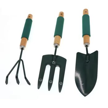   Kerti szerszámkészlet, 3 db-os szett, gereblye, lapát és villa