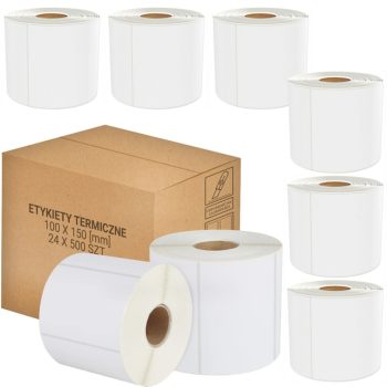   32 tekercs Öntapadós thermo etikett címke 100x150mm, 500db címke/tekercs