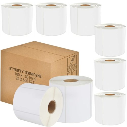 32 tekercs Öntapadós thermo etikett címke 100x150mm, 500db címke/tekercs
