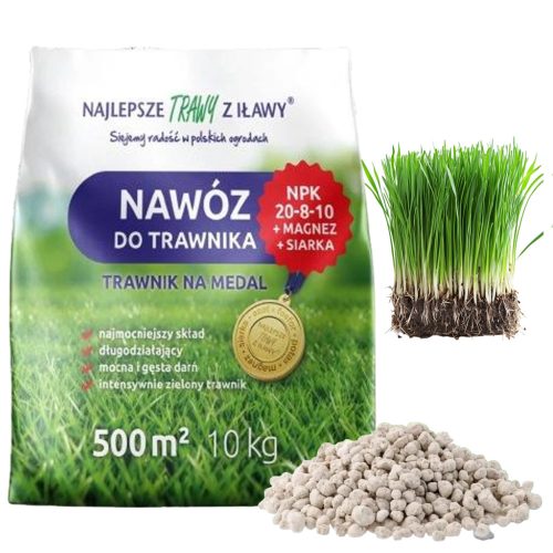 Többkomponensű Gyeptrágya NPK 20-8-10 Granulátum 10 kg 500 m
