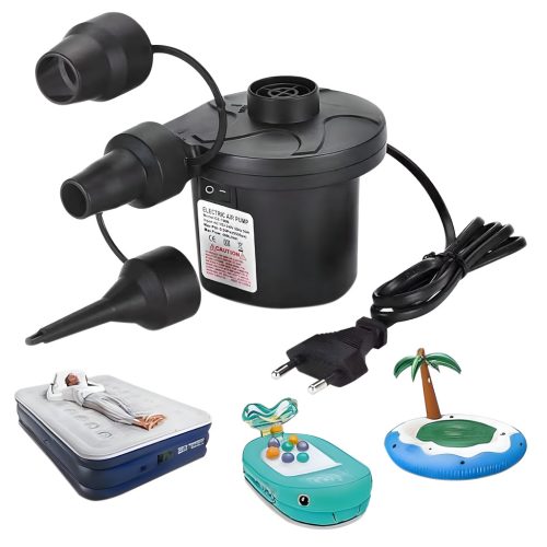 Elektromos pumpa matracokhoz, labdákhoz, medencékhez, univerzális 230V +3 fúvóka