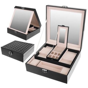 Elegáns ékszerdoboz, bordó/fehér/fekete