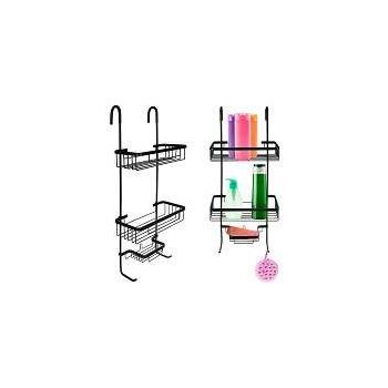 Függő zuhanypolc, 2 részes, fekete, 28.5x14x63 cm