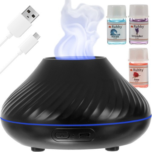 Levegőpárásító aroma diffúzor,  LED fénnyel, 3 féle illóolajjal - 130 ml
