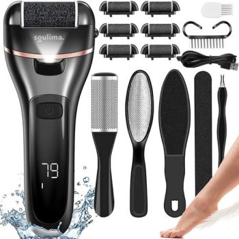   Elektromos lábcsiszoló, bőrkeményedés eltávolító, beépített kijelzővel és LED lámpával