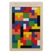 Színes fa puzzle készlet, 40 blokk + alap, 27 x 18 cm