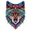 Fából készült puzzle játék, farkas motívum, 170 db-os