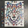 Fából készült puzzle játék, farkas motívum, 170 db-os