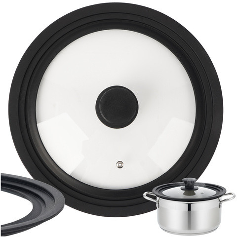 3 az 1-ben szilikon-üveg fedő edényekhez és serpenyőkhöz 24/26/28 cm