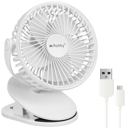 Vezeték nélküli álló asztali ventilátor, 1200mAh USB -C fehér