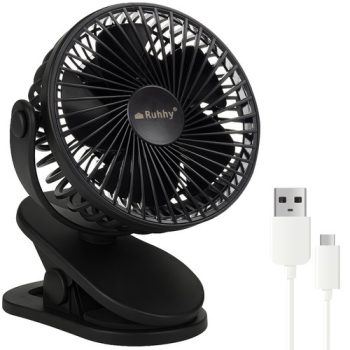   Vezeték nélküli álló asztali ventilátor, 1200mAh USB-C, fekete