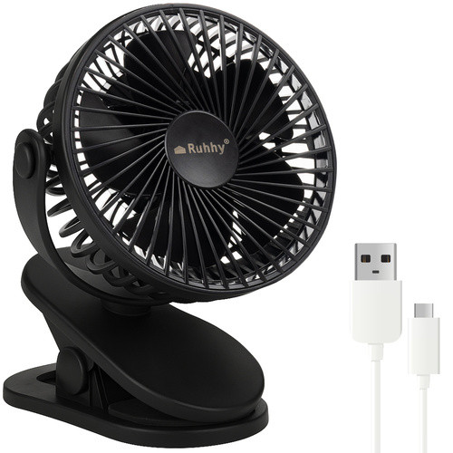 Vezeték nélküli álló asztali ventilátor, 1200mAh USB-C, fekete