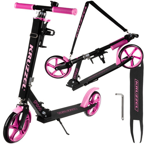 Összecsukható rózsaszín roller, állítható kormány, 200 mm kerekek