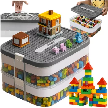 Lego építőkocka tárolódoboz 2 szintes