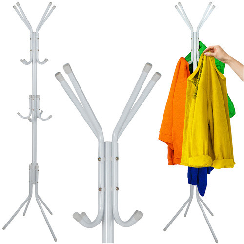 Ruhatartó állvány ruháknak, kabátoknak, fém állvány, fehé