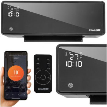   Nagy teljesítményű elektromos fali fűtőtest, WiFi alkalmazással + Távirányítóval - fekete