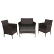 Barna rattan kerti bútor szett, 2 szék, kanapé és asztal párnákkal