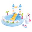 Vízi játszótéri vár + unikornis, csúszda, locsoló 196x178x127 cm