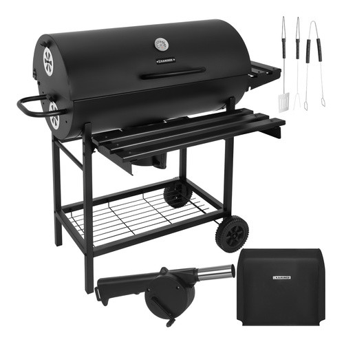Nagy kerti faszenes grillsütő 2 ráccsal, fedéllel és tartozékokkal 108x67x96cm