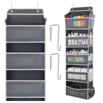   5 polcos ajtóra akasztható szervező 142 x 40 x 17 cm rozsdamentes acél kampókkal