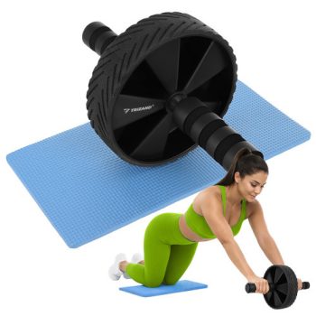 Görgős hasizomerősítő kerék, térdvédő szőnyeggel