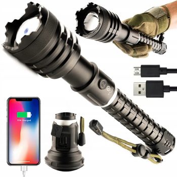   LED vízálló zseblámpa, 5 világítási mód, Zoom funkció